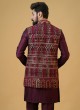 Designer Thread Embroidered Nehru Jacket Set In Wine